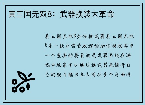 真三国无双8：武器换装大革命